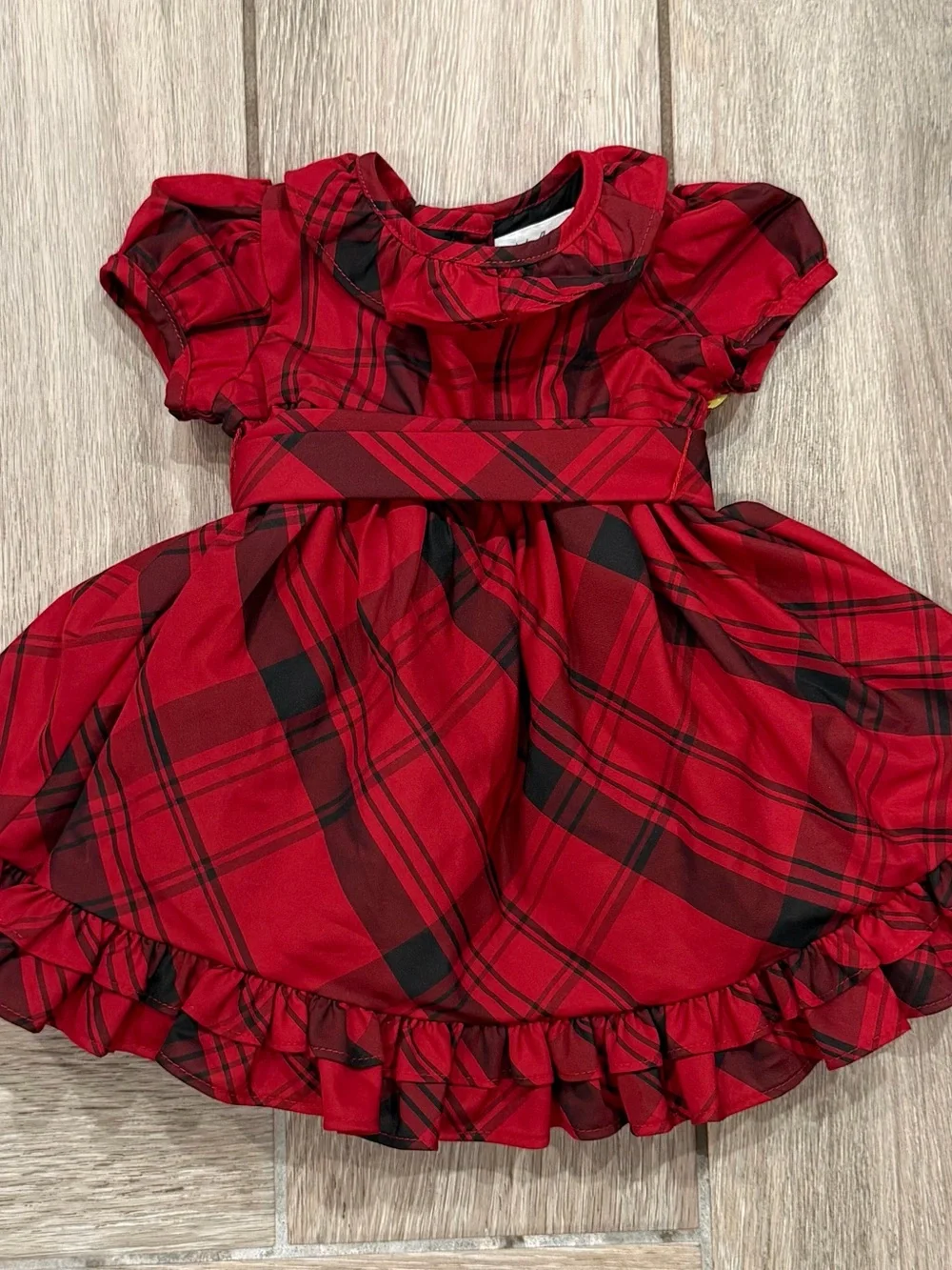 Ralph Lauren Baby Red Plaid Ruffled Holiday Dress for baby girl